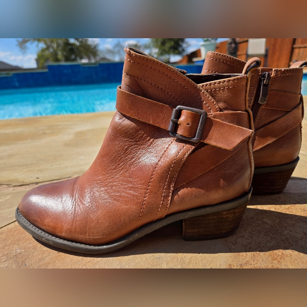 Vince Camuto brown leather booties